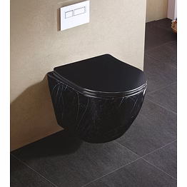 aquantindia marquina glossy finish rimless wall hung wc with uf slim seat cover