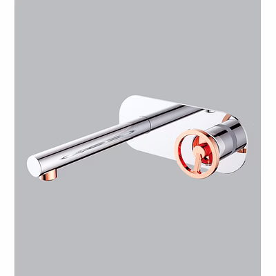aquantindia wall-mounted basin mixer (rose gold + chrome)