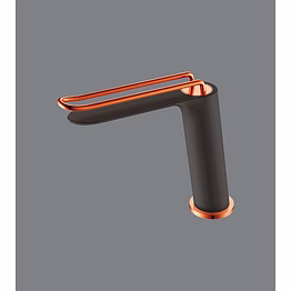 aquantindia matt black + rose gold brass basin mixer