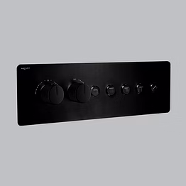 aquantindia matt black high-flow thermostatic click-select multifunction diverter with five outlets & flow control(20mm inlet)