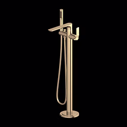 aquantindia brushed gold free standing bath mixer with hand shower