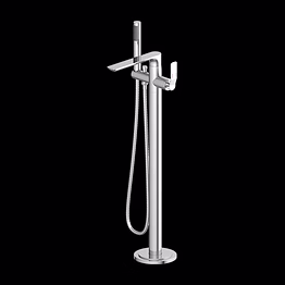 aquantindia chrome free standing bath mixer with hand shower