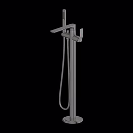 aquantindia graphite grey free standing bath mixer with hand shower