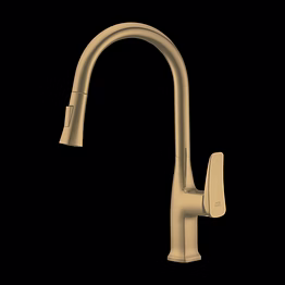 aquantindia brushed gold brass pull-out table-mounted sink mixer, flows : shower and foam