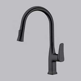 aquantindia graphite grey brass pull-out table-mounted sink mixer, flows : shower and foam