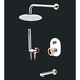 aquantindia basic complete shower set (rose gold + chrome)