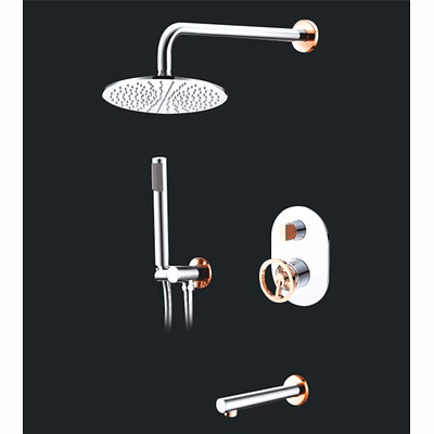 aquantindia basic complete shower set (rose gold + chrome)