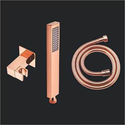 aquantindia rose gold hand shower set with1.5mtr flexible hose & swivel hook