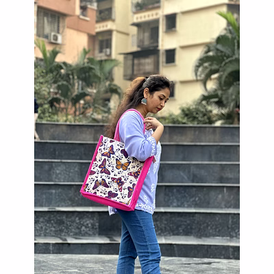 butterfly jute shopping bag