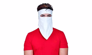 Full Face Cover Handkerchief Mask for Bikers in Riding Rumal Face Mask White