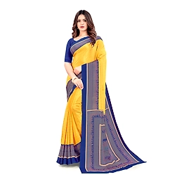 Navvi Women's Multi Colour Crepe Silk Printed Saree With Blouse Piece (2060)