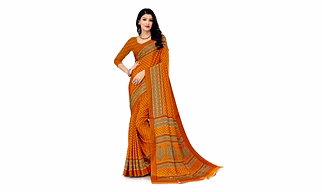 Multi Colour Crepe Silk Printed Saree With Blouse Piece (2057)