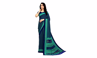 Navvi Women's Multi Colored Uniform Georgette Sarees with Embroidered Border (3006)