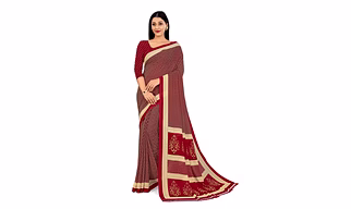Navvi Women's Multi Colour Printed Georgette Uniform Saree