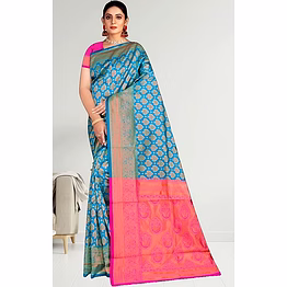 navvi women's banarasi silk traditional jacquard silk saree with unstitched blouse piece