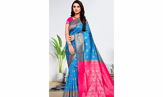 Women's Banarasi Silk Traditional Jacquard Silk Saree with Unstitched Blouse Piece