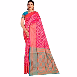 navvi women's banarasi silk traditional jacquard silk saree with unstitched blouse piece