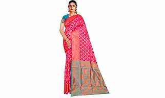 Navvi Women's Banarasi Silk Traditional Jacquard Silk Saree with Unstitched Blouse Piece