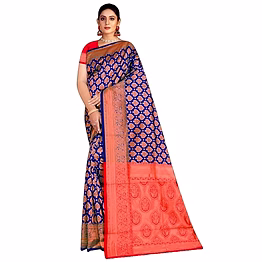 navvi women's banarasi silk traditional jacquard silk saree with unstitched blouse piece