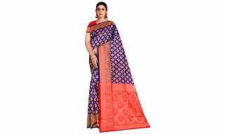 Women's Banarasi Silk Traditional Jacquard Silk Saree with Unstitched Blouse Piece