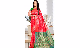 Women's Banarasi Silk Traditional Jacquard Silk Saree with Unstitched Blouse Piece
