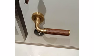 Antique Stainless Steel & Wooden Finish Mortise Door Handle
