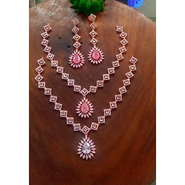 Unique Looking CZ Diamond Necklace Set