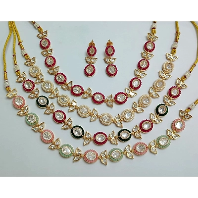 Vilandi Pachi Kundan Fancy Necklace Set-2
