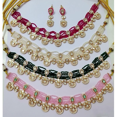 Vilandi Pachi Kundan Fancy Necklace Set