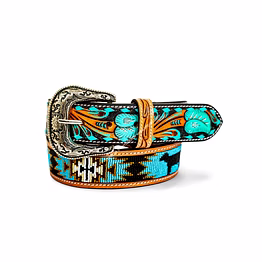 western leather beaded belt