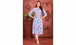 Digital Print Pure Cotton Straight A-line Kurtis