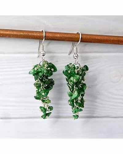 Natural Chip Green Aventurine Crystal Stone Earrings for Girls &amp; Women-6