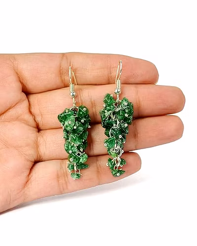 Natural Chip Green Aventurine Crystal Stone Earrings for Girls &amp; Women-1