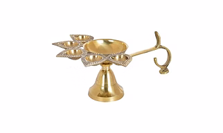 Brass Deepak | Panch Mukhi Puja Diya Lamp, Aarti | 5 Faces Deep Decorative Accessory