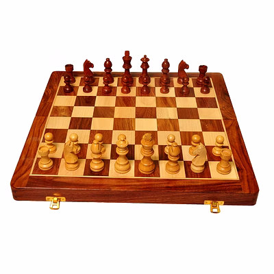 handmade foldable magnetic chess board set wooden with magnetic pieces and extra queens for kids and adults (14x14 inches, brown)