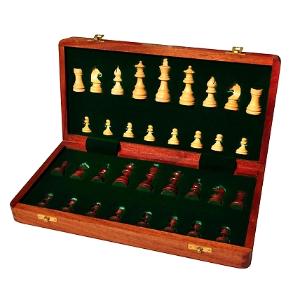 Handmade Foldable Magnetic Chess Board Set Wooden with Magnetic Pieces and Extra Queens for Kids and Adults (14x14 Inches, Brown)-8