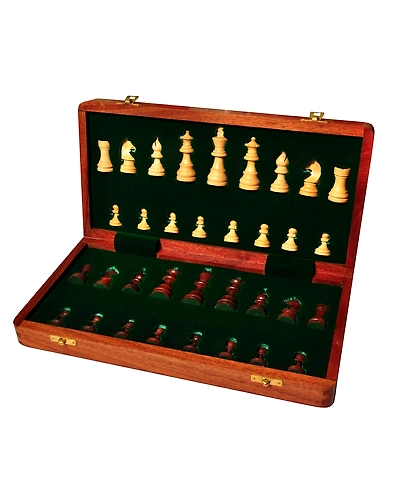 Handmade Foldable Magnetic Chess Board Set Wooden with Magnetic Pieces and Extra Queens for Kids and Adults (14x14 Inches, Brown)-8