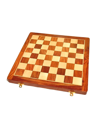 Handmade Foldable Magnetic Chess Board Set Wooden with Magnetic Pieces and Extra Queens for Kids and Adults (14x14 Inches, Brown)-9