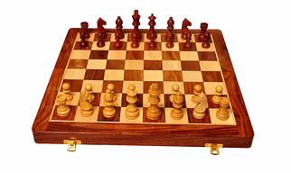Handmade Foldable Magnetic Chess Board Set Wooden with Magnetic Pieces and Extra Queens for Kids and Adults (14x14 Inches, Brown)