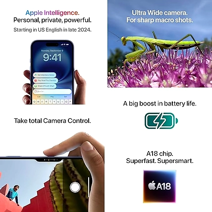 iPhone 16 128 GB: 5G Mobile Phone with Camera Control, A18 Chip and a Big Boost in Battery Life. Works with AirPods; Pink, New,Unlocked-4