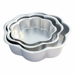 aluminium cake mould flowers set of 3 mould cake mold pans 3-piece set aluminum heavy duty rectangular