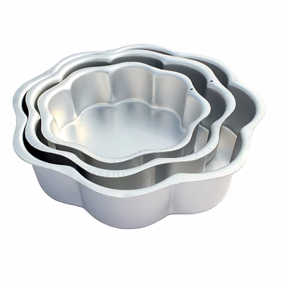 aluminium cake mould flowers set of 3 mould cake mold pans 3-piece set aluminum heavy duty rectangular