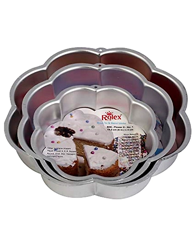 Aluminium Cake Mould Flowers Set of 3 Mould Cake Mold Pans 3-Piece Set Aluminum Heavy Duty Rectangular-5