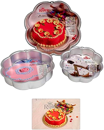 Aluminium Cake Mould Flowers Set of 3 Mould Cake Mold Pans 3-Piece Set Aluminum Heavy Duty Rectangular-3