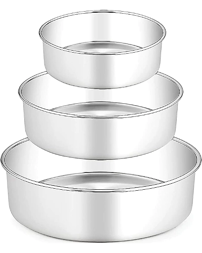 Aluminium Cake Mould Round Set of 3 Mould Cake Mold Pans 3-Piece Set Aluminum Heavy Duty Rectangular Wedding/Birthday/Party Cake-12730789