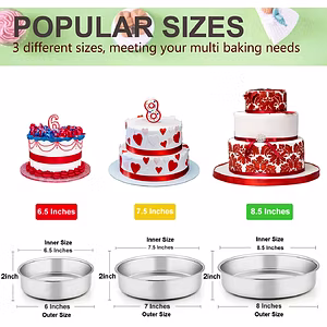 Aluminium Cake Mould Round Set of 3 Mould Cake Mold Pans 3-Piece Set Aluminum Heavy Duty Rectangular Wedding/Birthday/Party Cake