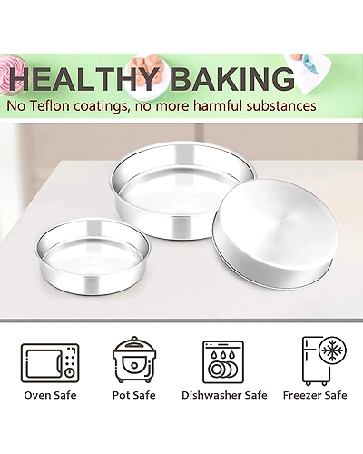Aluminium Cake Mould Round Set of 3 Mould Cake Mold Pans 3-Piece Set Aluminum Heavy Duty Rectangular Wedding/Birthday/Party Cake-5
