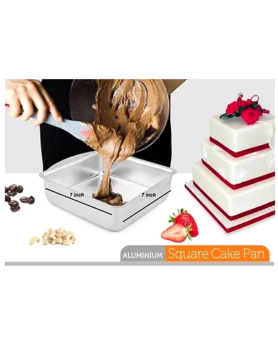 Aluminium Cake Mould Square Set of 3 Mould Cake Mold Pans 3-Piece Set Aluminum Heavy Duty Rectangular Wedding/Birthday/Party Cake-3