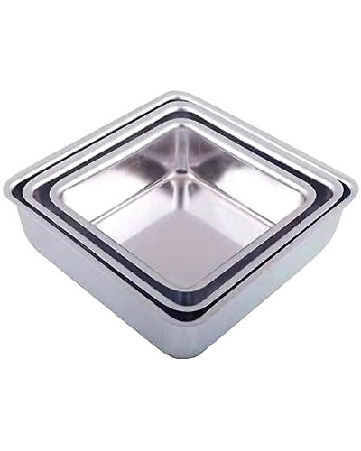 Aluminium Cake Mould Square Set of 3 Mould Cake Mold Pans 3-Piece Set Aluminum Heavy Duty Rectangular Wedding/Birthday/Party Cake-12730791