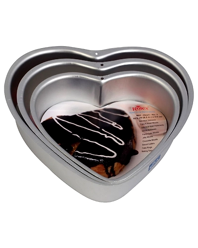 Aluminium Cake Mould Heart Set of 3 Mould Cake Mold Pans 3-Piece Set Aluminum Heavy Duty Rectangular Wedding/Birthday/Party Cake-3
